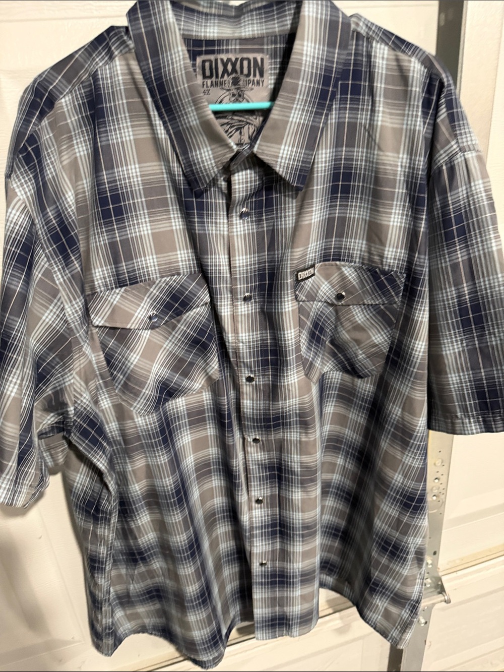 DIXXON Men's Blue and Gray Plaid Button-Down Shirt - Picture 5 of 6